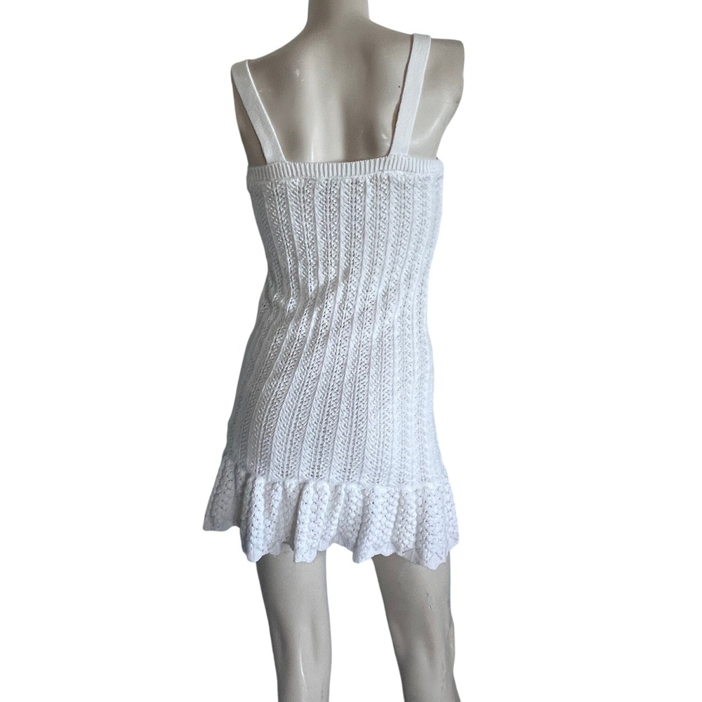 Willow & Wind Crochet Mini Dress Womens Small White Boho Knit Cottagecore Boho - Picture 3 of 7